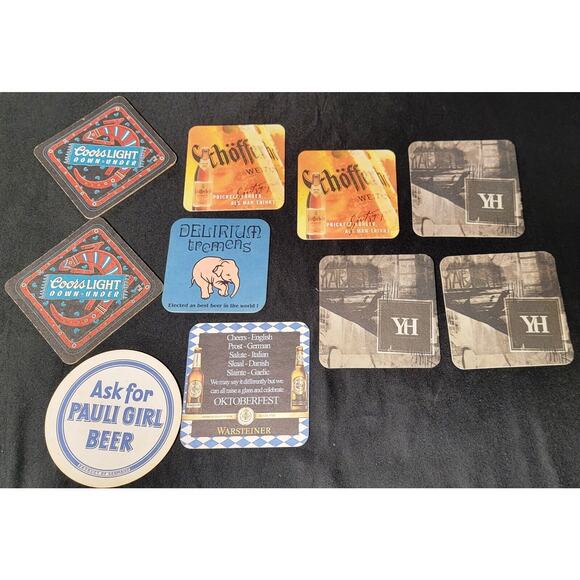 Vintage Lot Of 10 HTF Beer Bar Coasters Mixed Brands Cardboard EUC - Picture 1 of 16